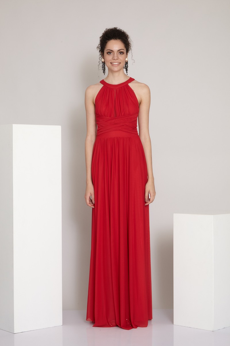 Red Tulle Maxi Sleeveless Dress