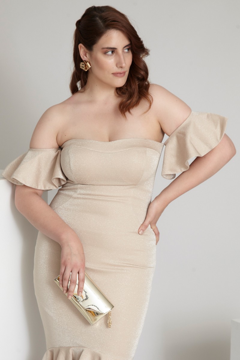 Beige Plus Size Knitted Maxi Sleeveless Dress
