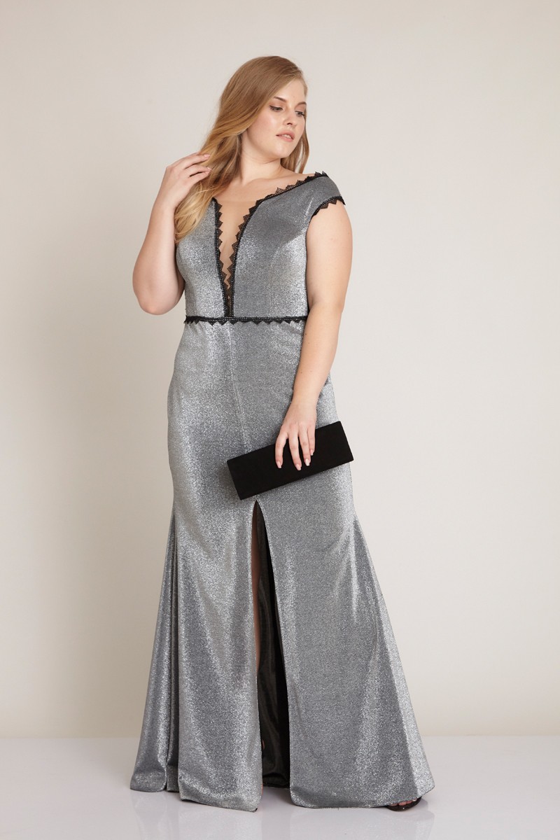 Silver Plus Size Knitted Sleeveless Maxi Dress