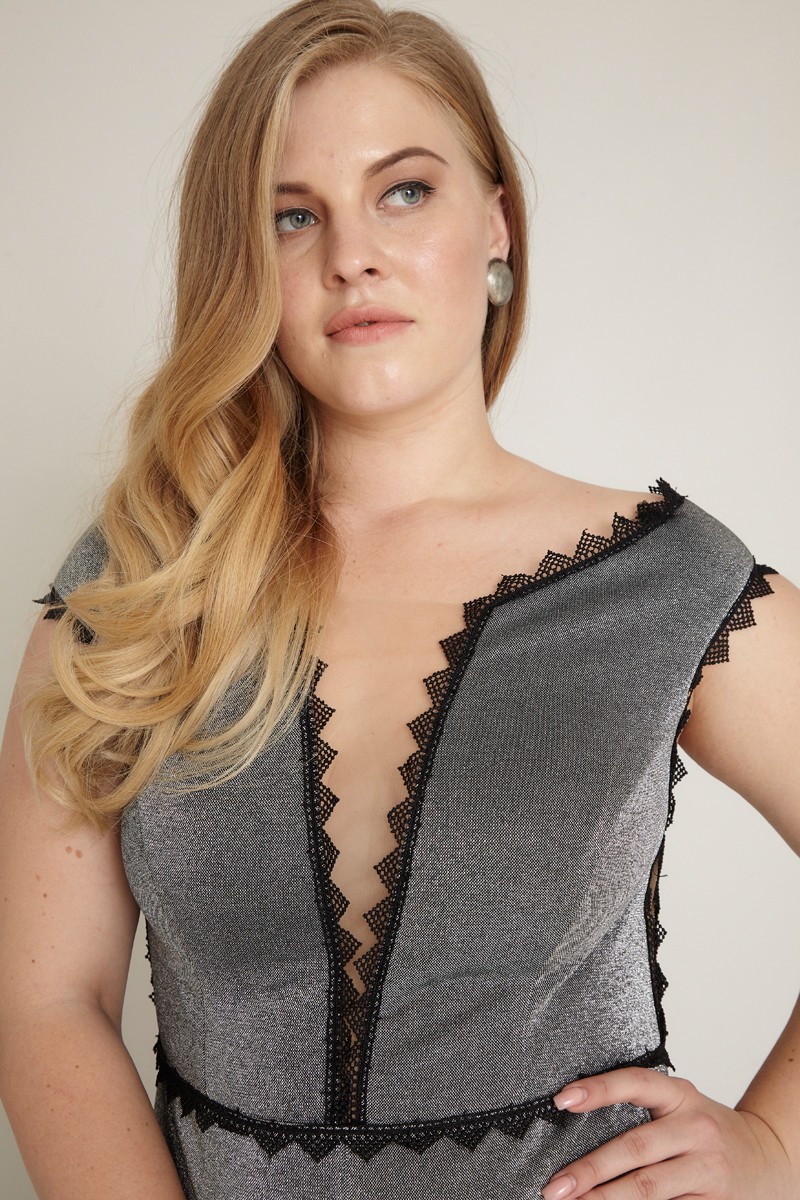 Silver Plus Size Knitted Sleeveless Maxi Dress
