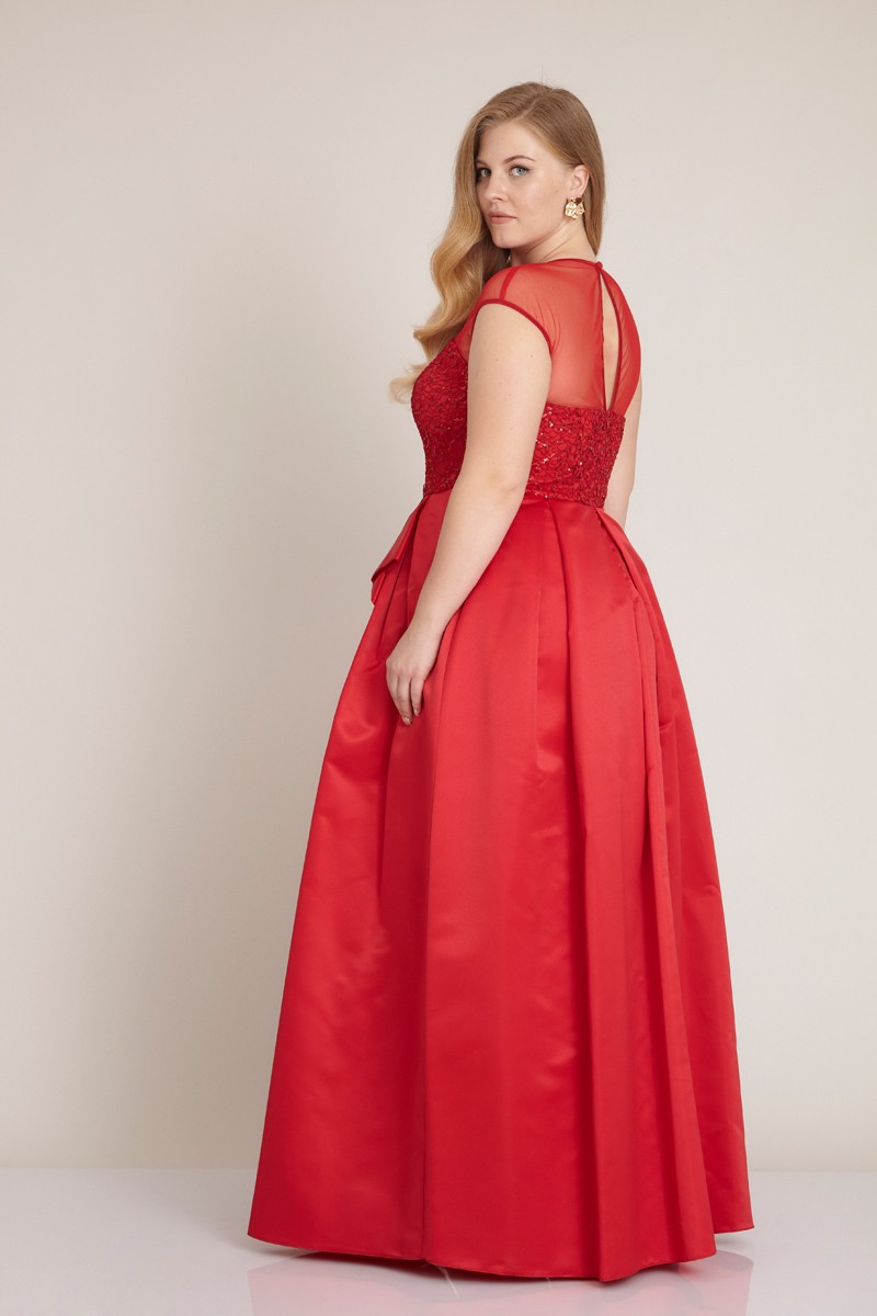 Red Plus Size Satin Sleeveless Maxi Dress