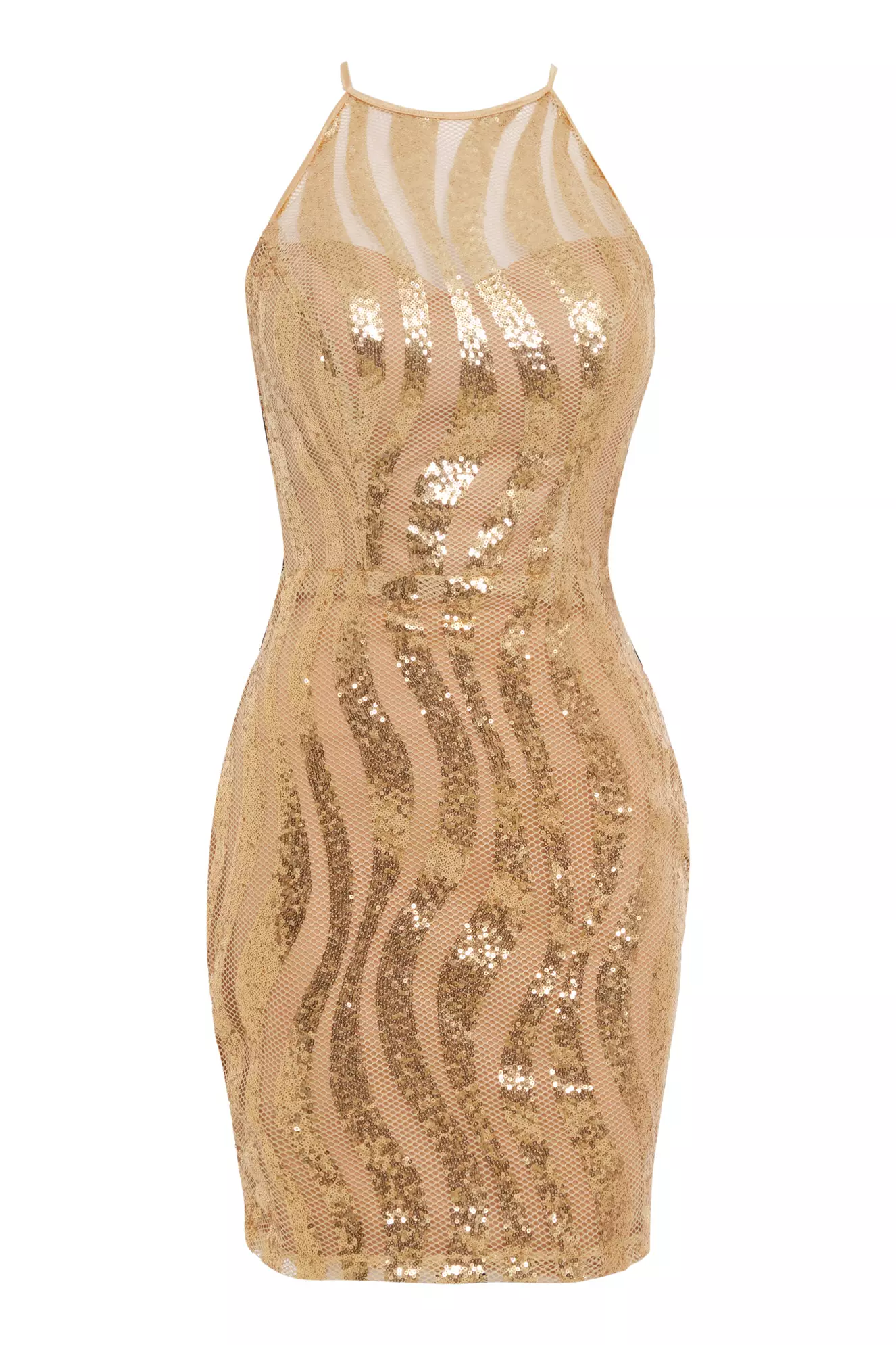 Gold Sequin Sleeveless Mini Dress
