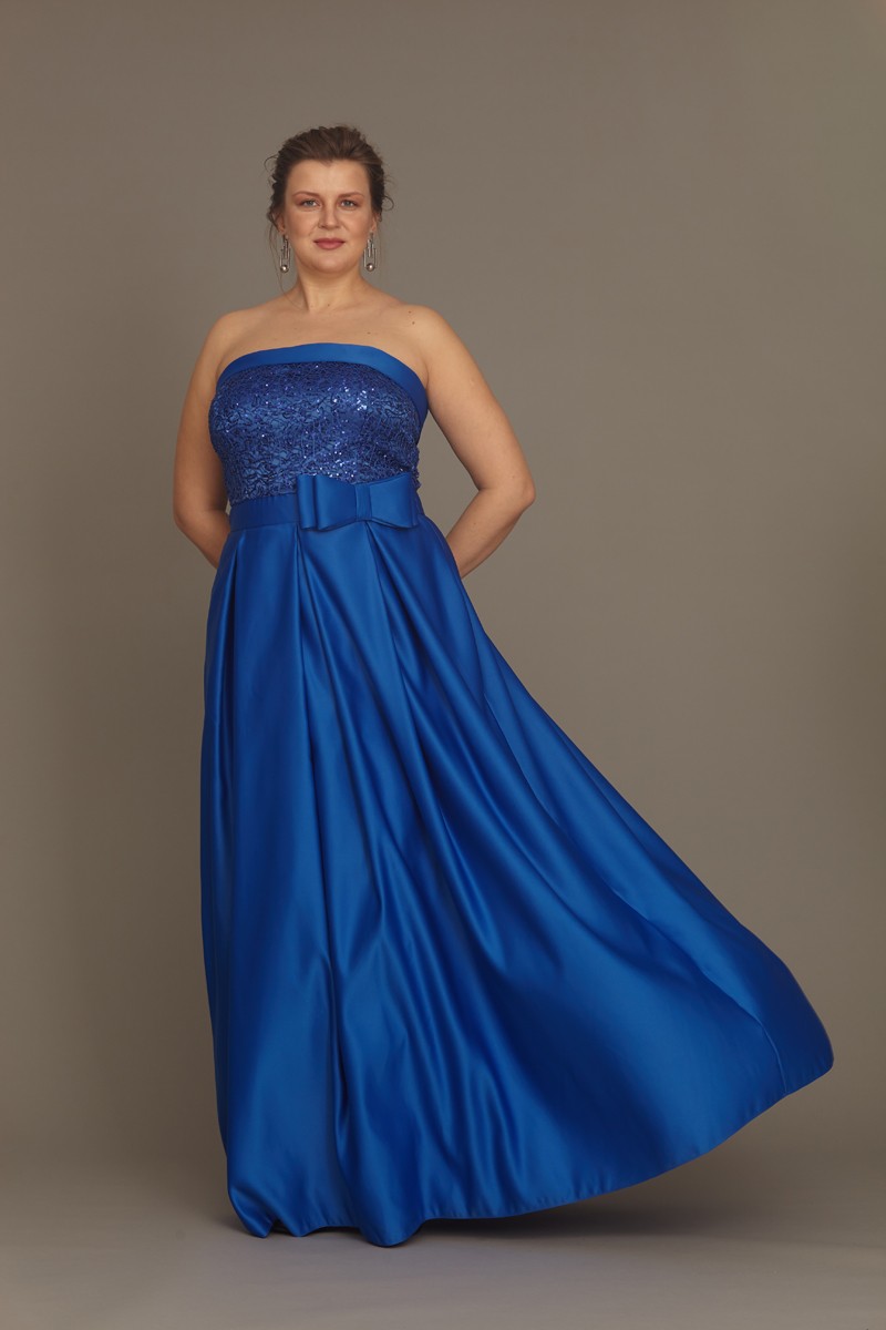 Strapless Maxi Dresses with Sweetheart Royal Blue Plus Size