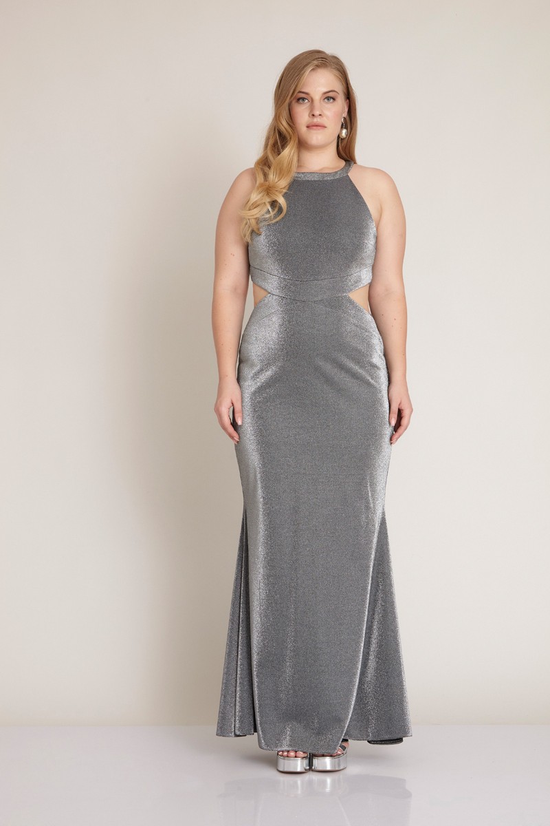 Silver Plus Size Knitted Sleeveless Maxi Dress
