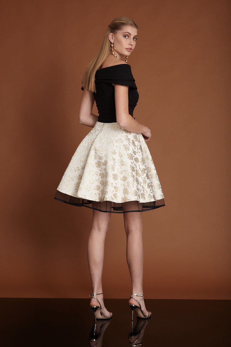 White Jacquard Mini Short Sleeve Dress