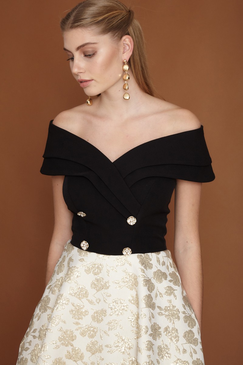 White Jacquard Mini Short Sleeve Dress