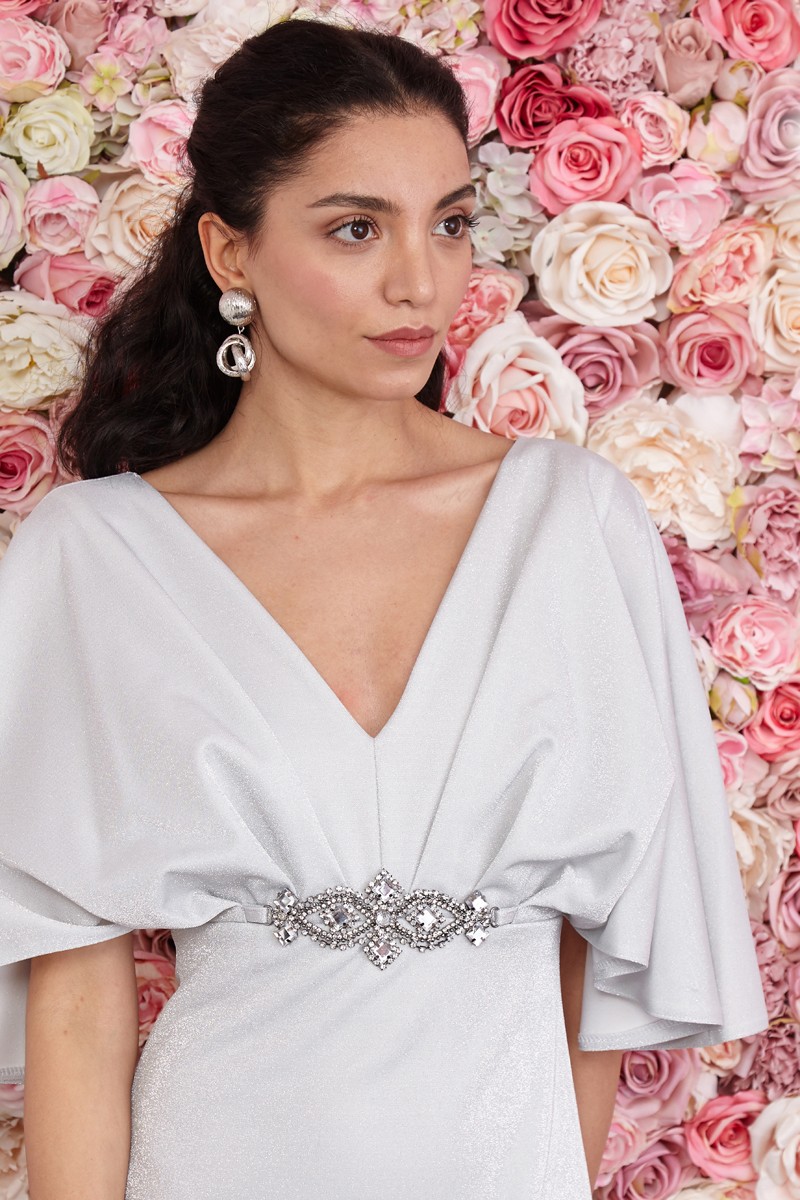 White Knitted Short Sleeve Midi Dress
