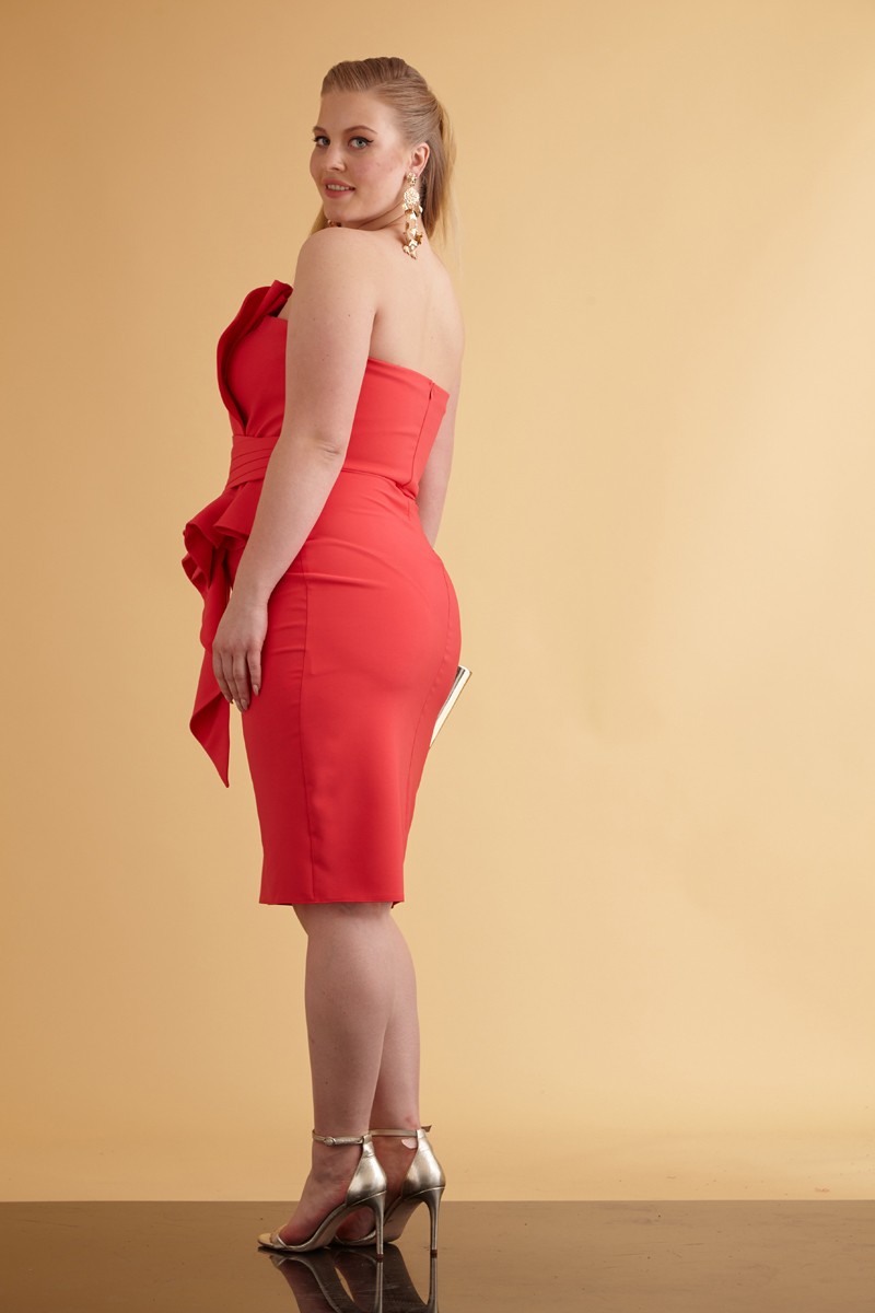 Coral Plus Size Crepe Strapless Mini Dress