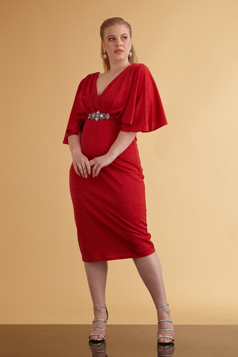 Red Plus Size Knitted Sleeveless Maxi Dress