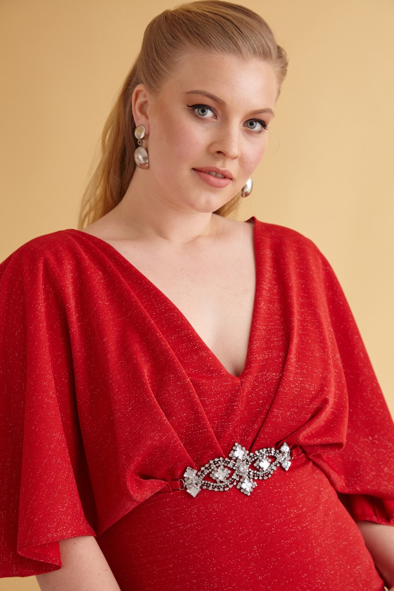 Red Plus Size Knitted Sleeveless Maxi Dress