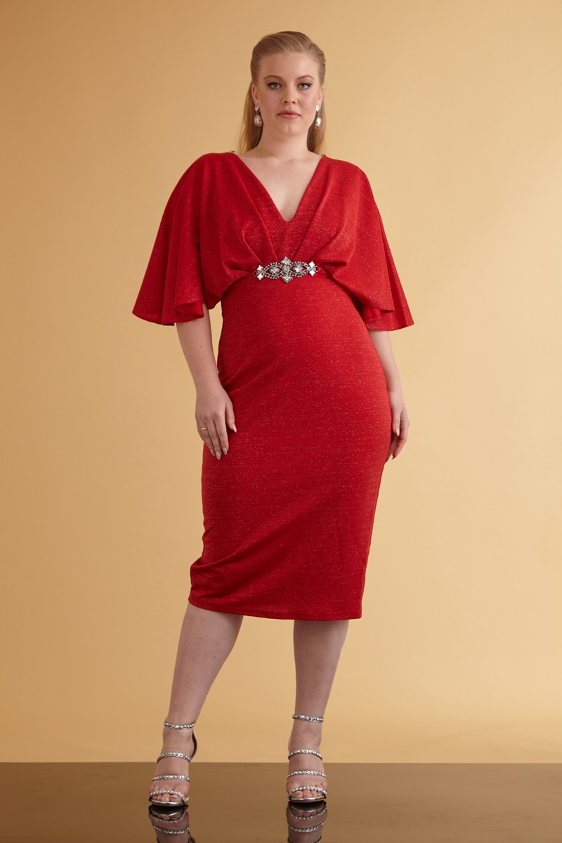 Red Plus Size Knitted Sleeveless Maxi Dress
