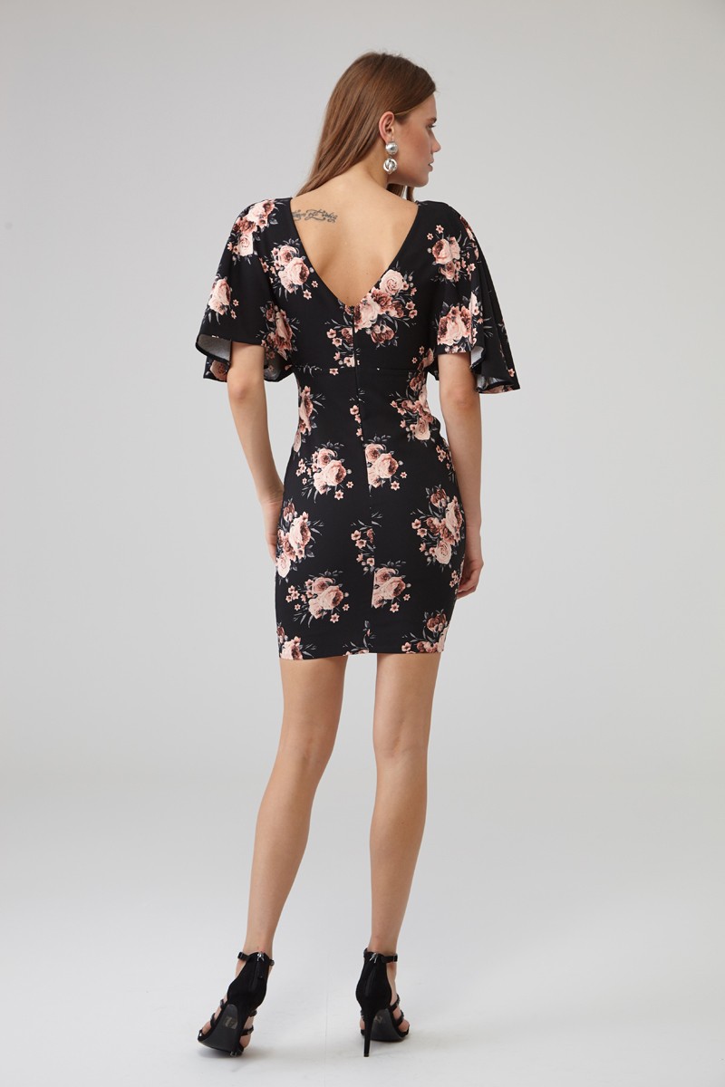 Crepe Short Sleeve Mini Dress