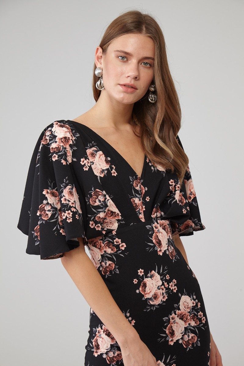 Crepe Short Sleeve Mini Dress