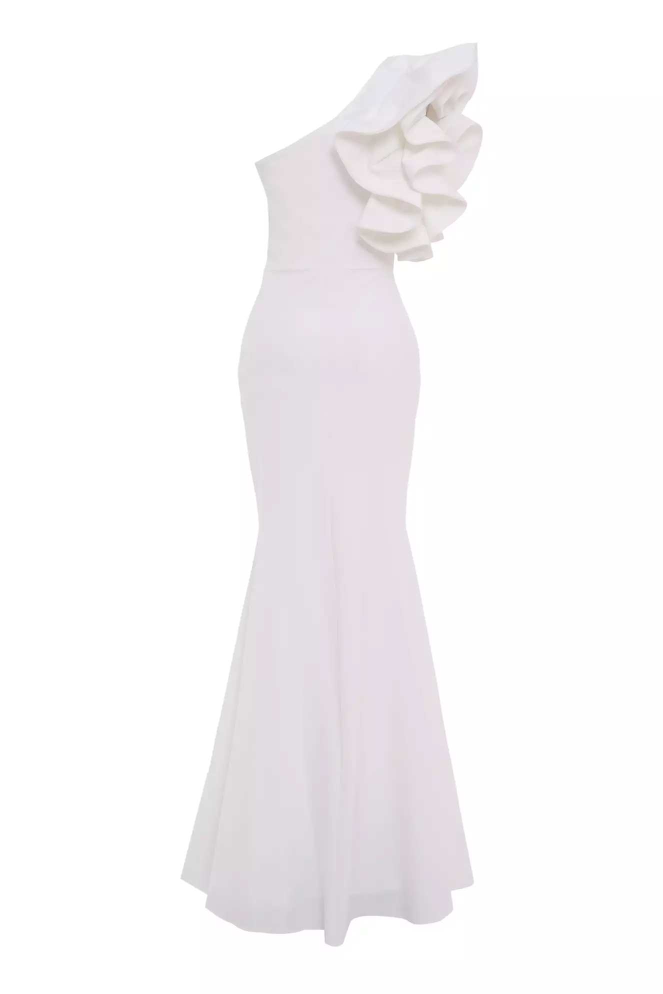 White Crepe One Arm Maxi Dress