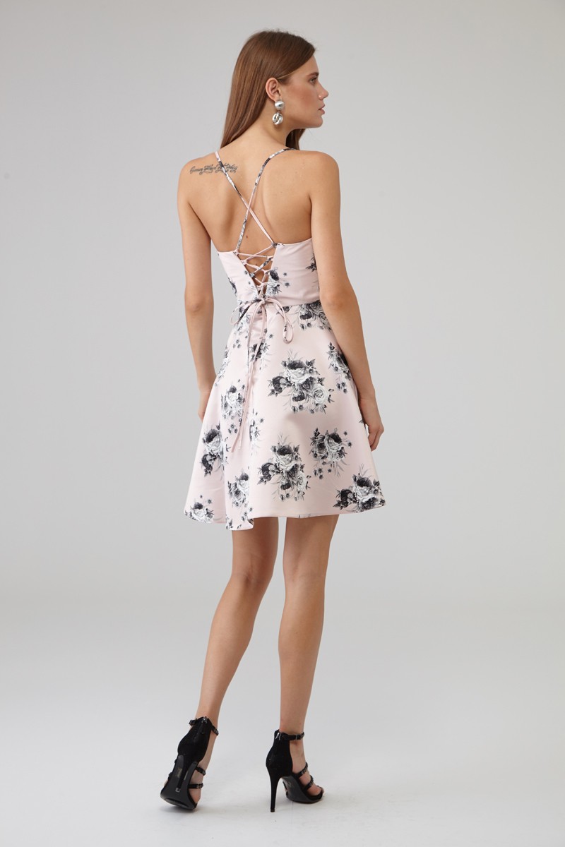 Printed Satin Sleeveless Mini Dress