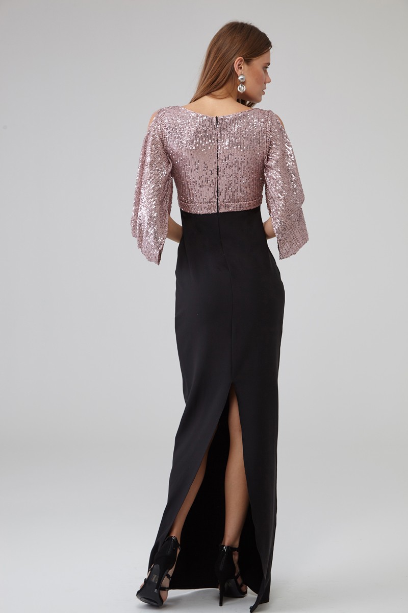 Powder Crepe Long Sleeve Maxi Dress