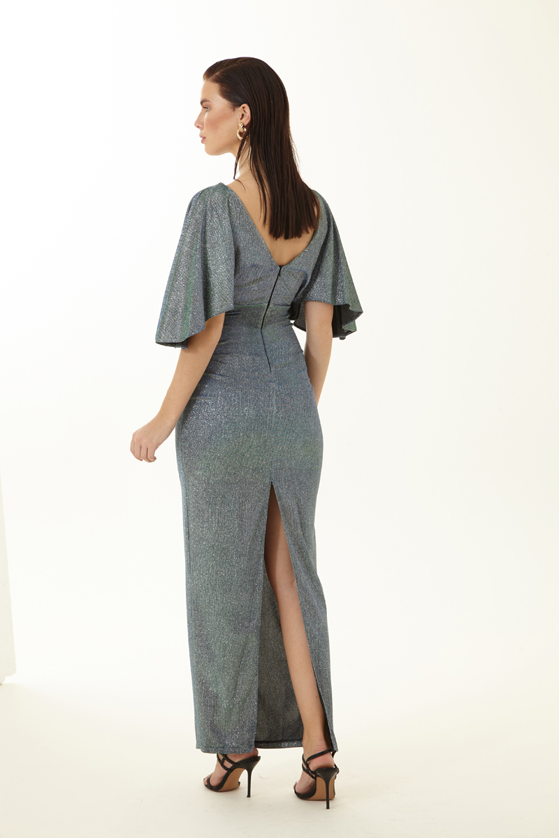 Saxon Blue Short Sleeve Maxi Dress