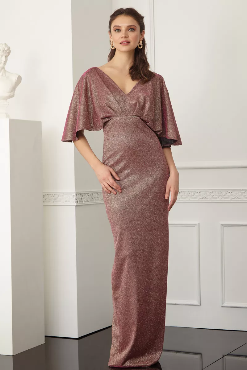 Copper Short Sleeve Maxi Dress