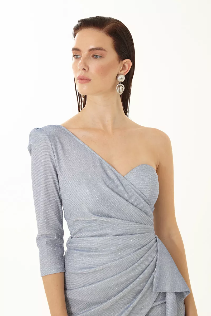 Blue Glare One Arm Mini Dress