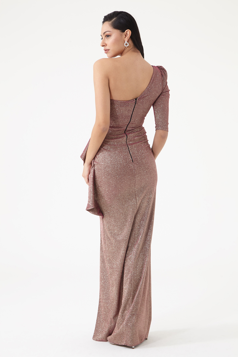 Copper Glare One Arm Maxi Dress