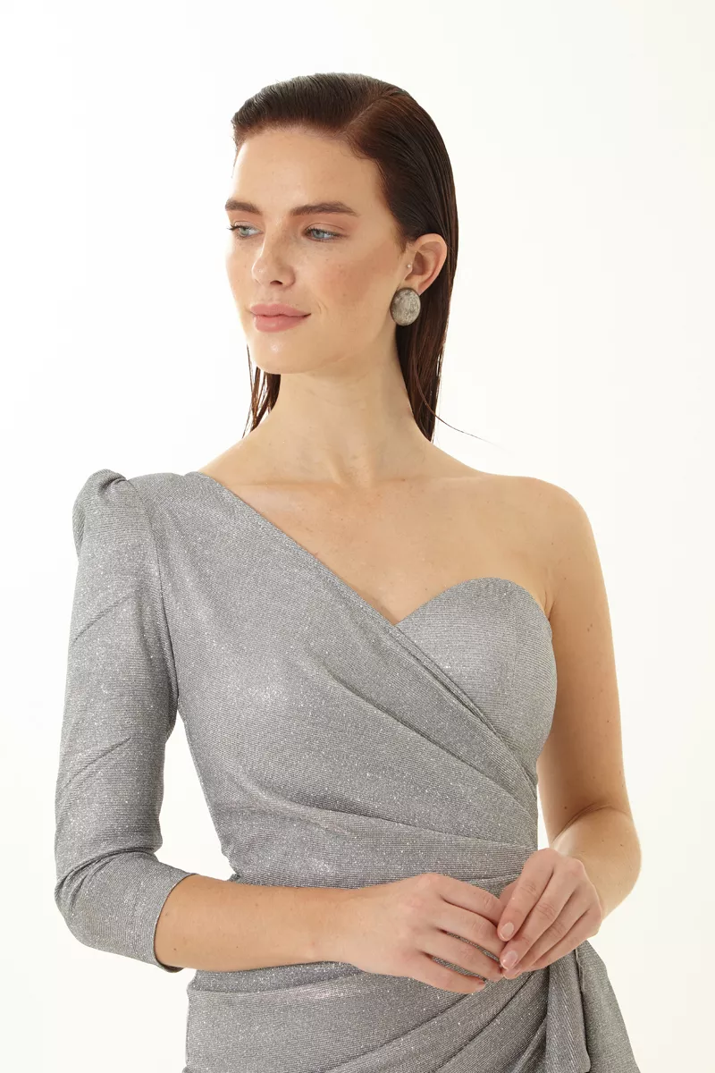 White Glare One Arm Mini Dress