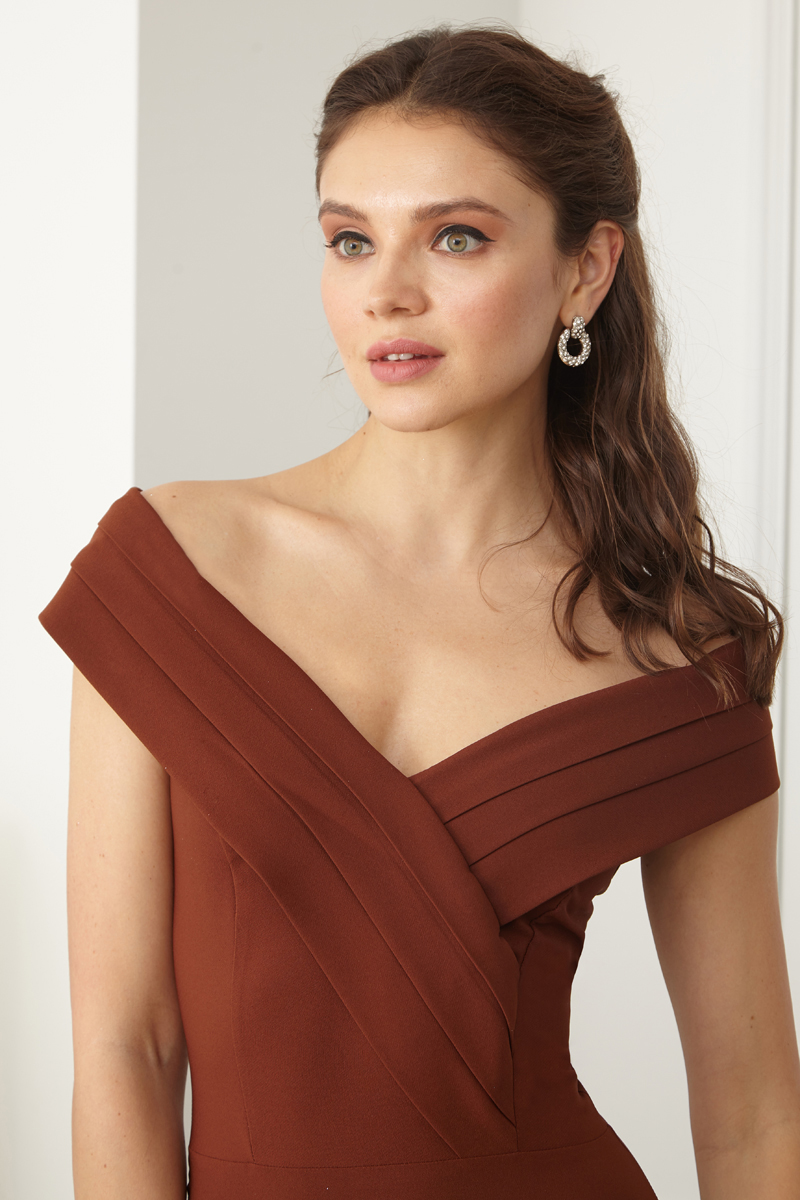 Brown Crepe Dress