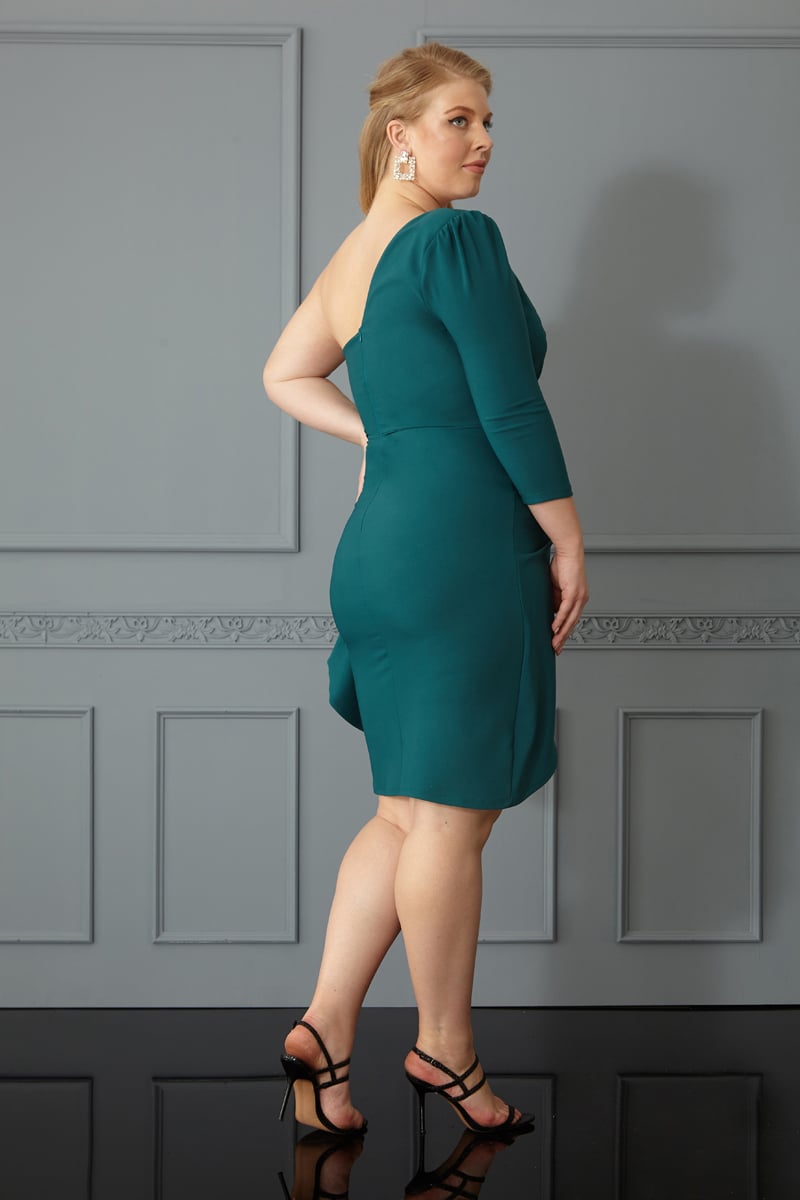 Oil Plus Size Crepe One Arm Mini Dress