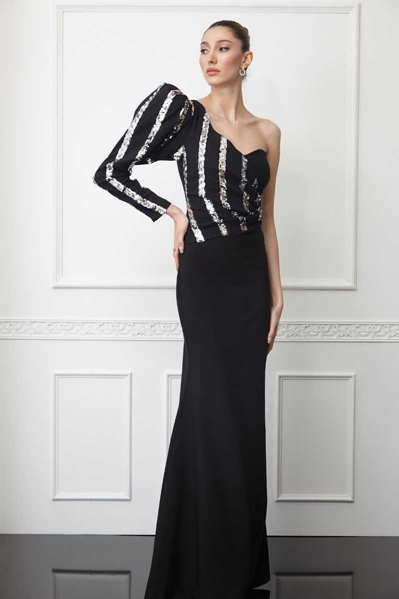 Printed One Arm Maxi Dress