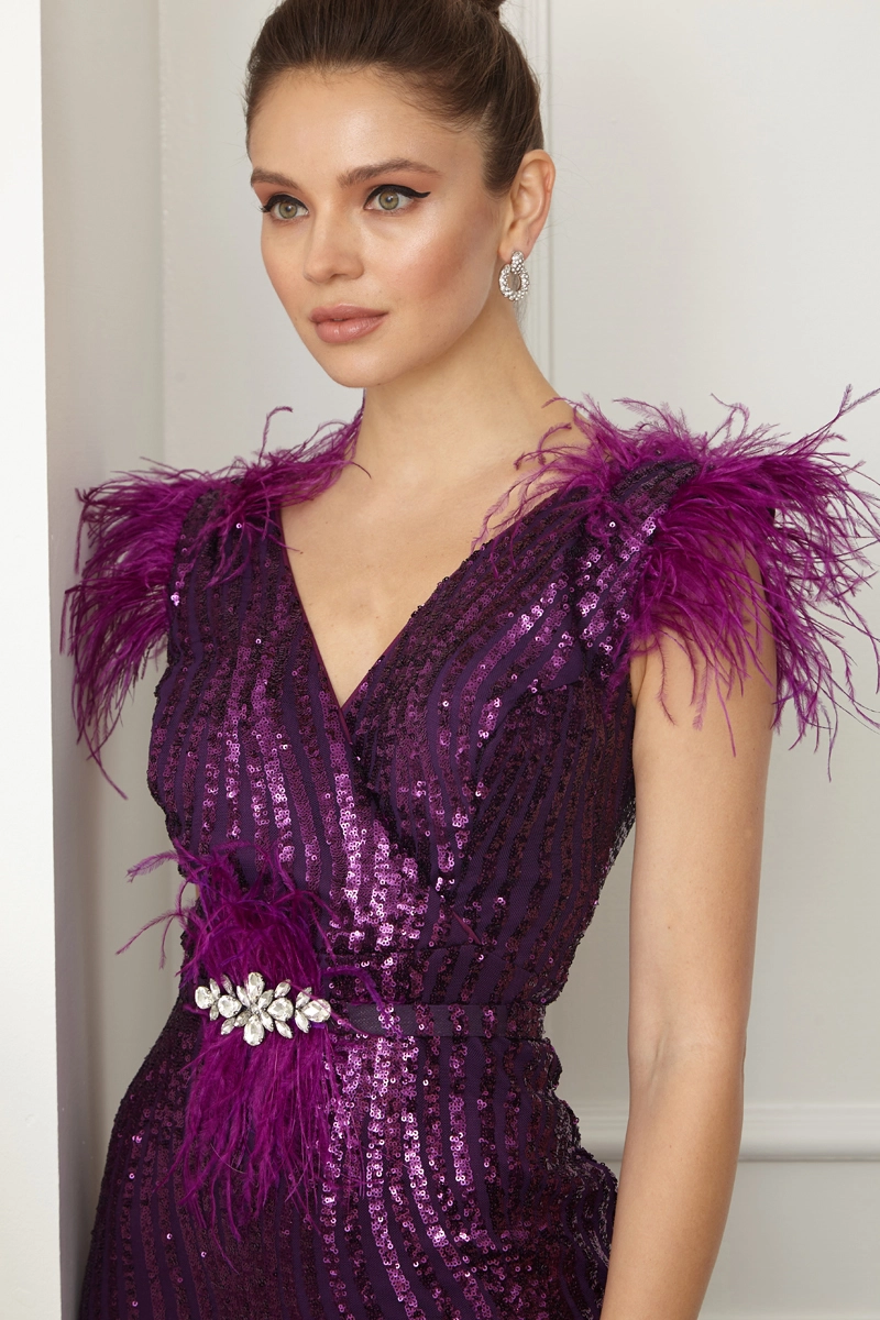 Purple Sequined Sleeveless Mini Dress