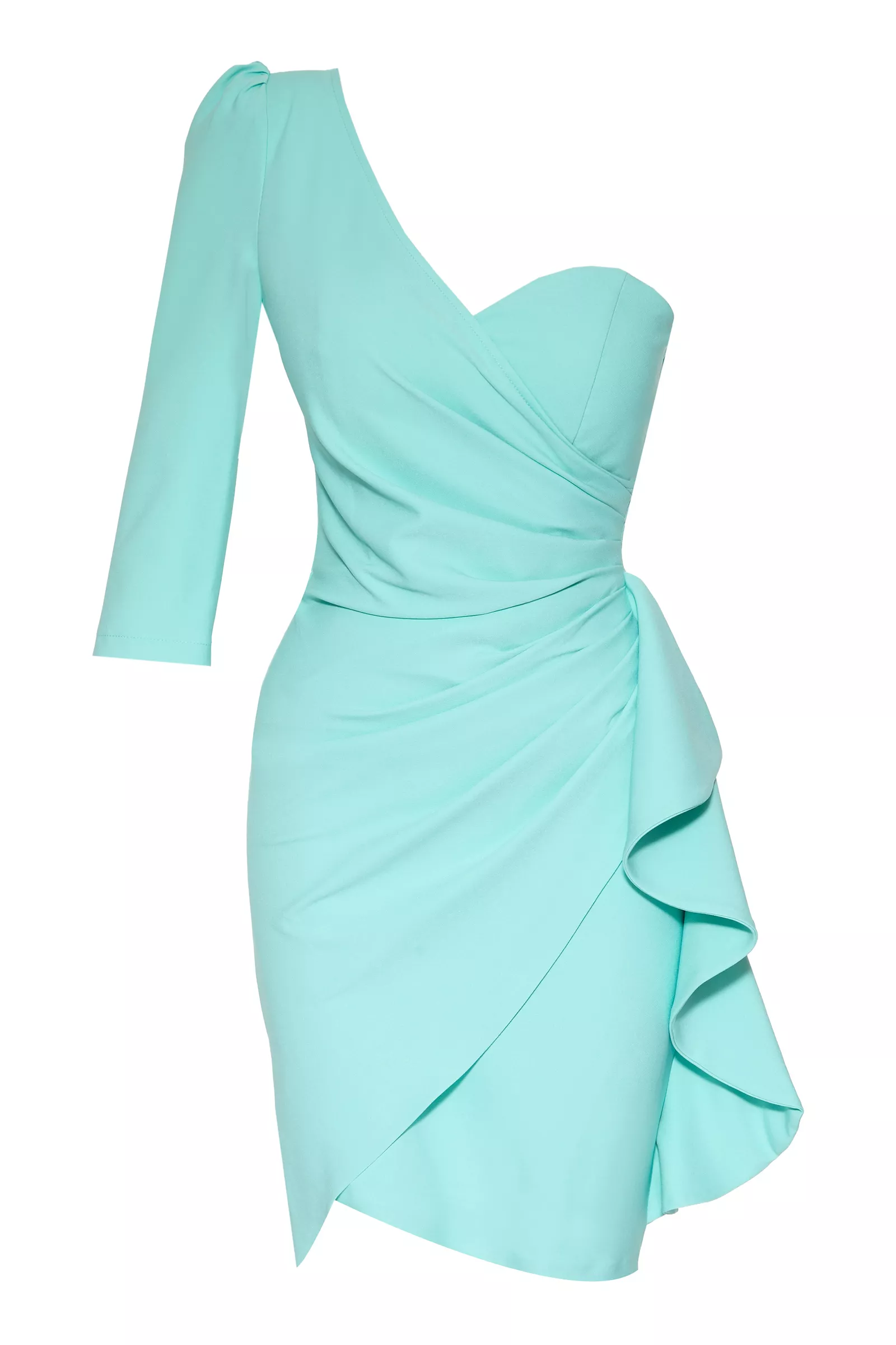 Mint Green Crepe One Arm Mini Dress