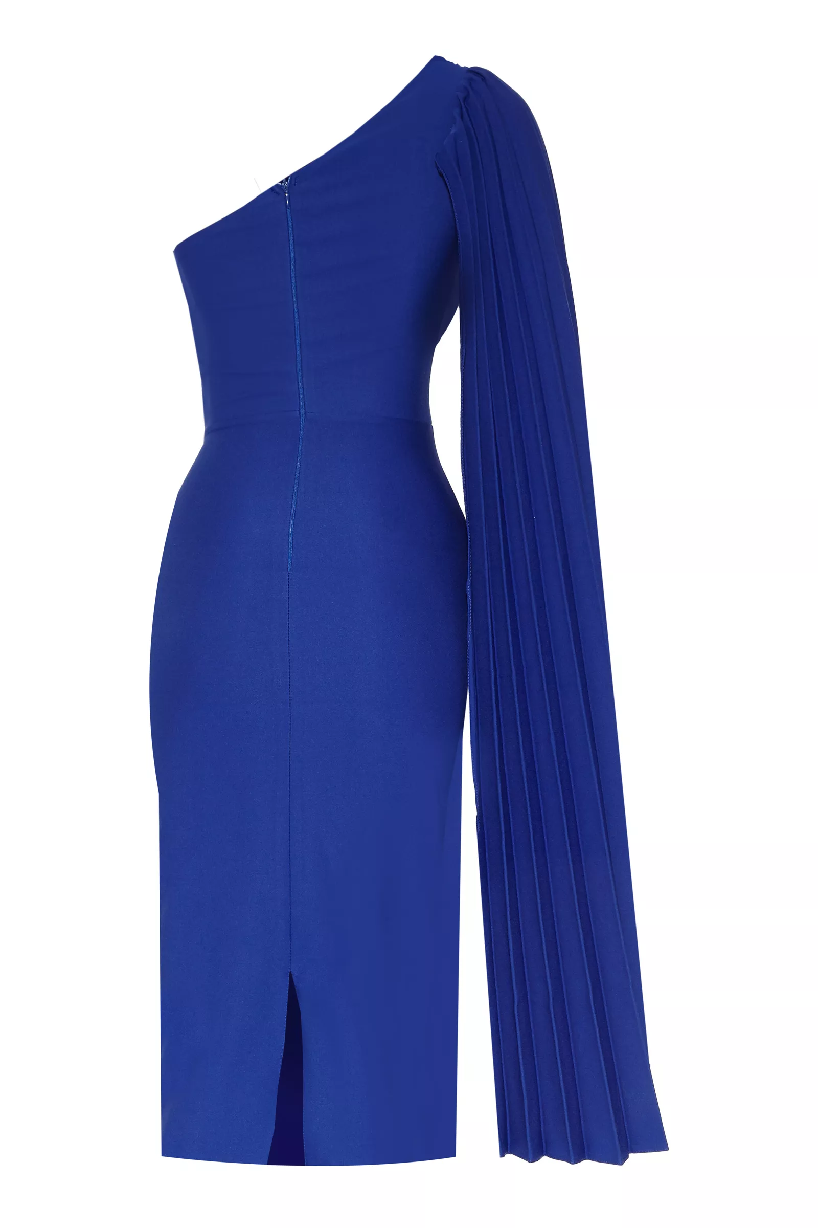 Blue Crepe One Arm Mini Dress