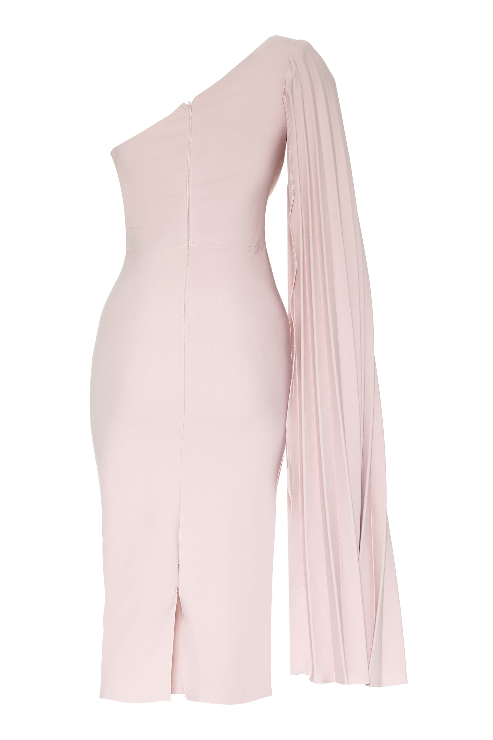 Blush Crepe One Arm Mini Dress