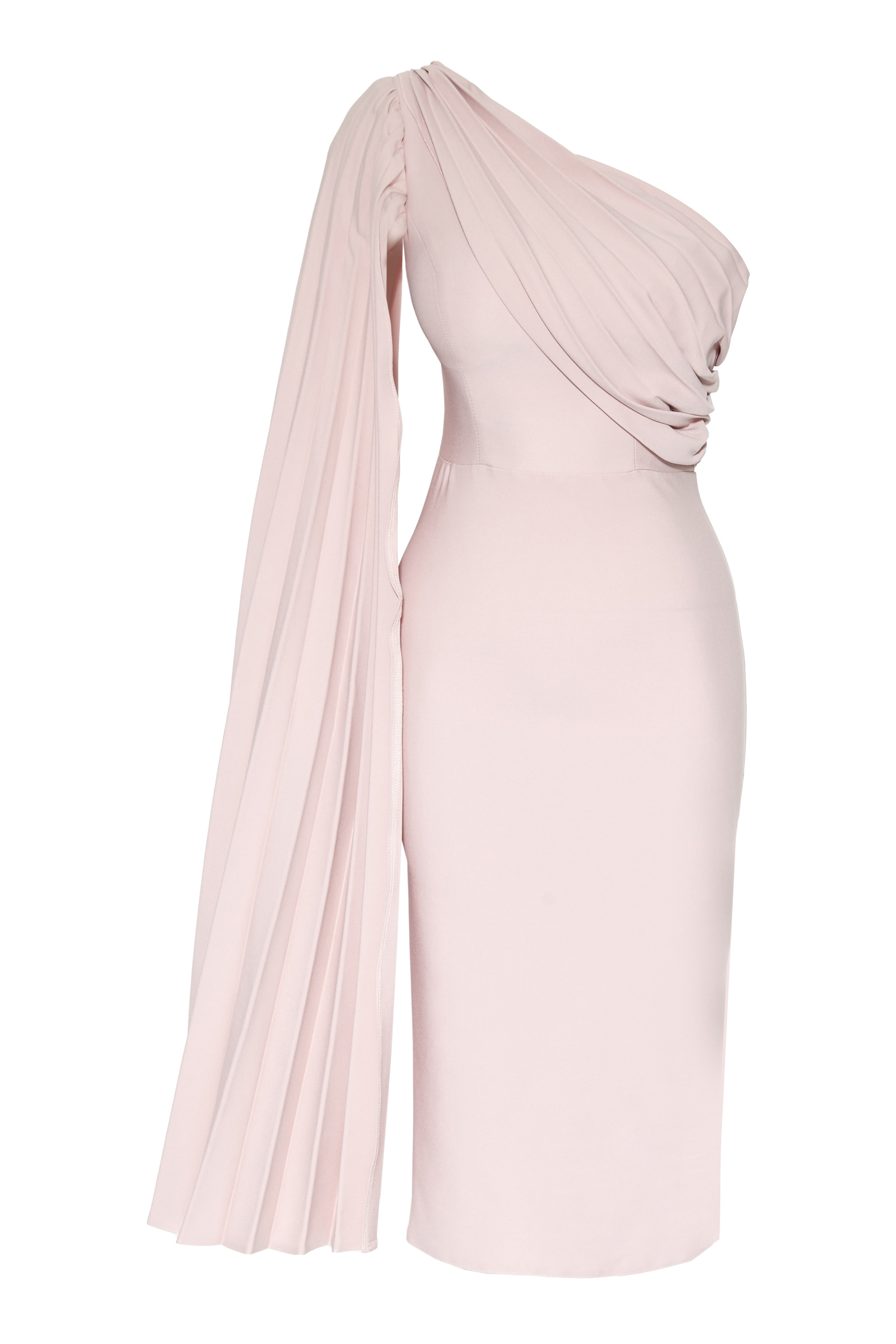Blush Crepe One Arm Mini Dress