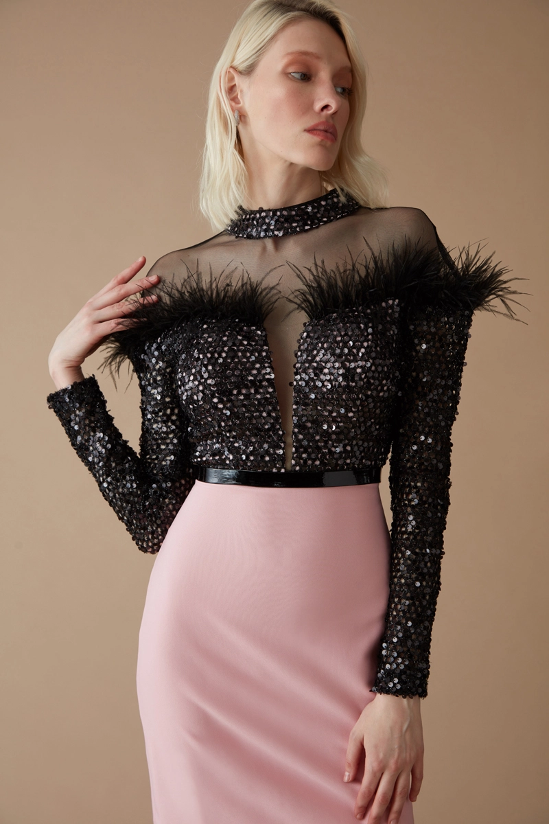 Powder Crepe Long Sleeve Mini Dress