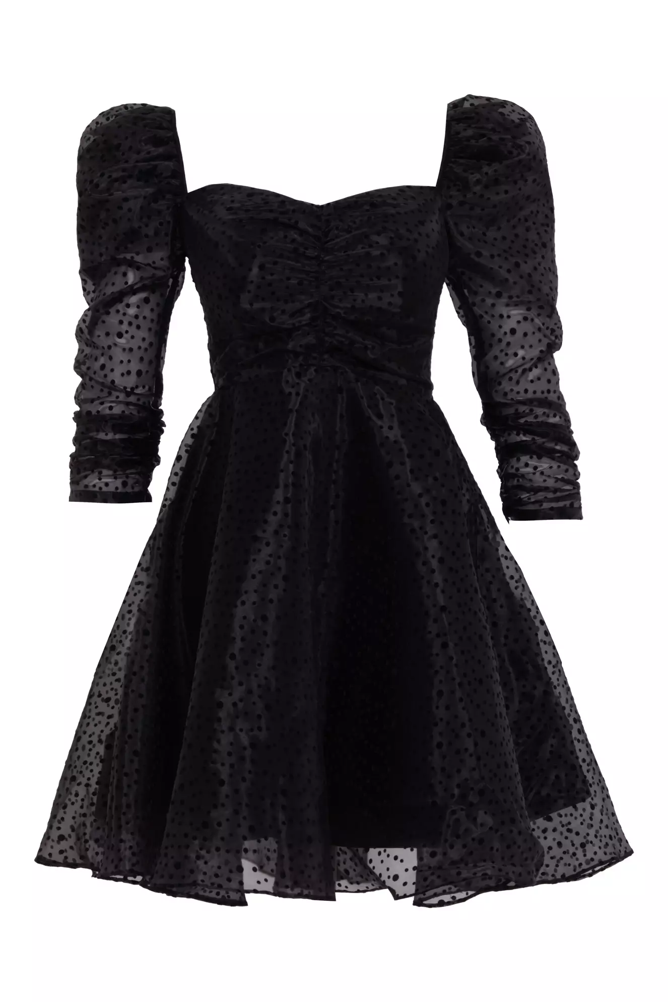 Black Tulle Long Sleeve Mini Dress