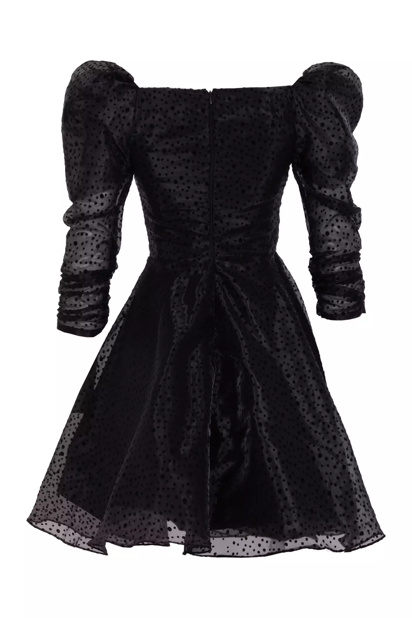 Black Tulle Long Sleeve Mini Dress