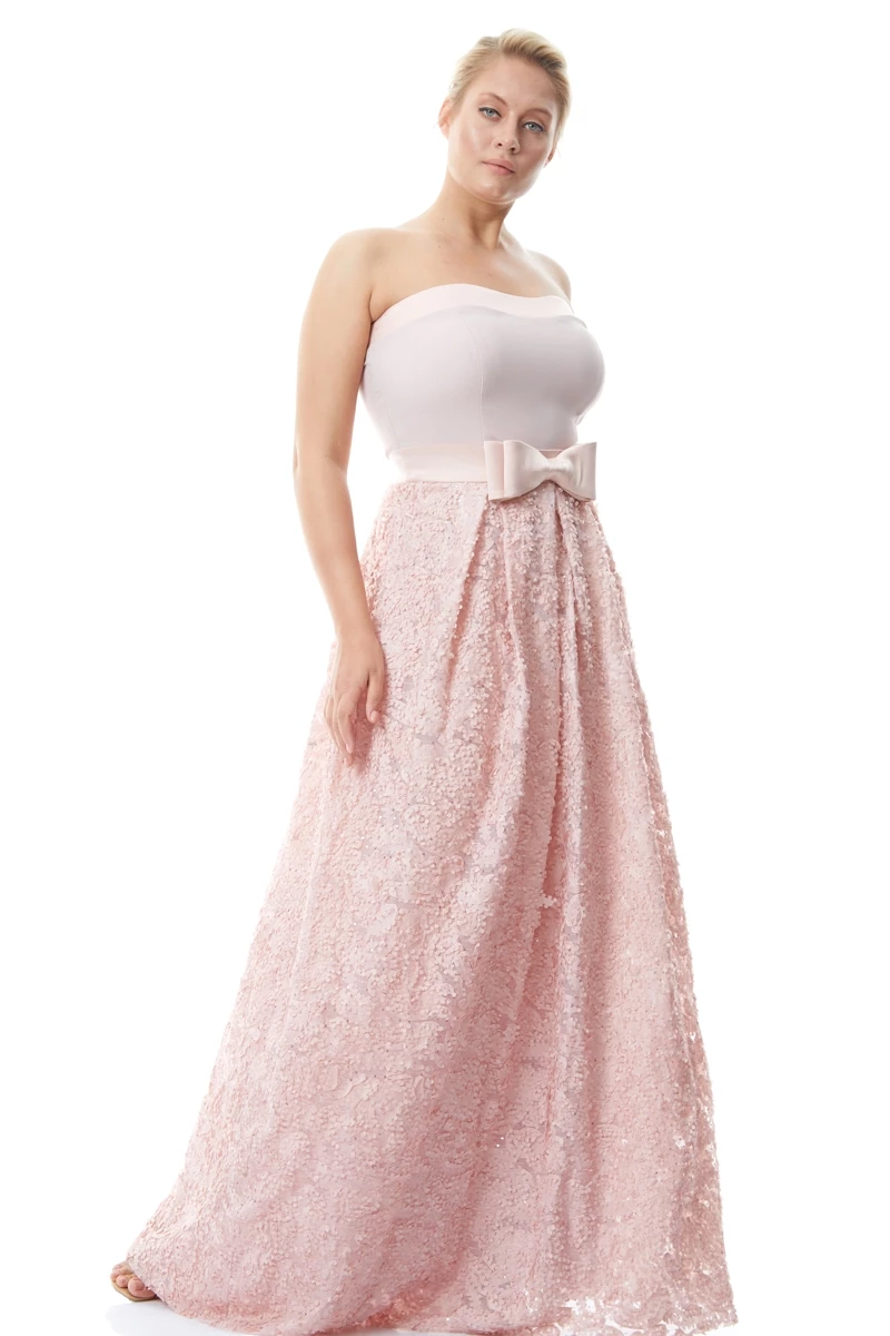 Powder Plus Size Crepe Strapless Maxi Dress