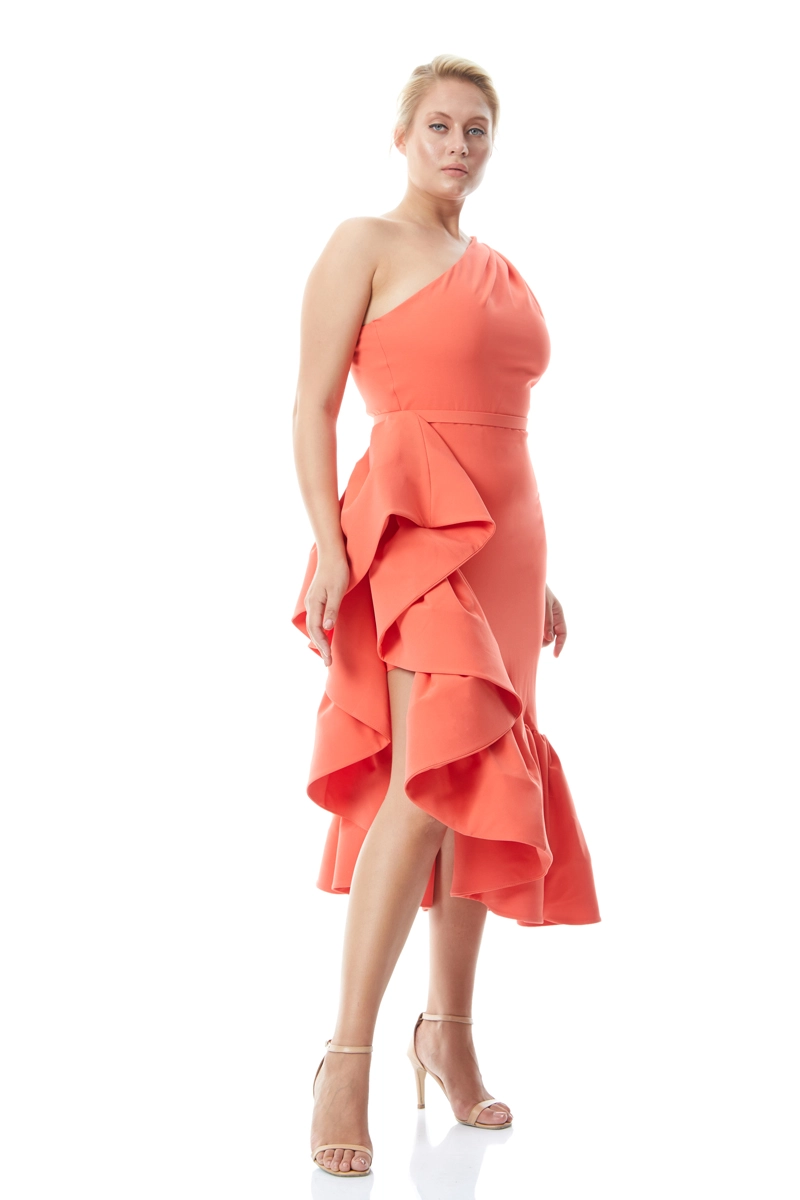 Latte Plus Size Crepe One Arm Maxi Dress
