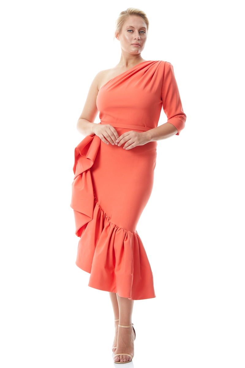 Latte Plus Size Crepe One Arm Maxi Dress