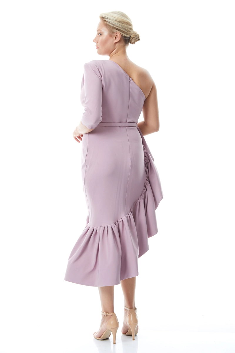 Lilac Plus Size Crepe One Arm Maxi Dress