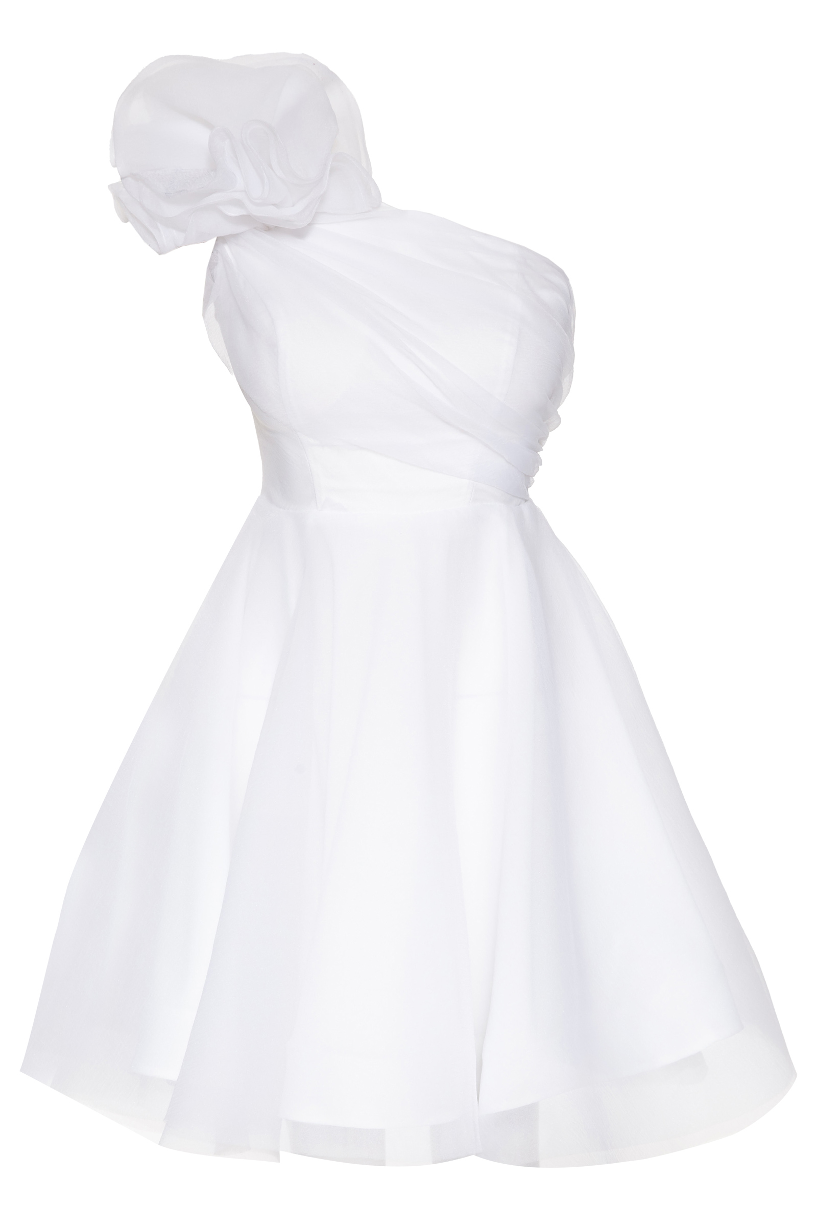 White Tulle One Arm Mini Dress