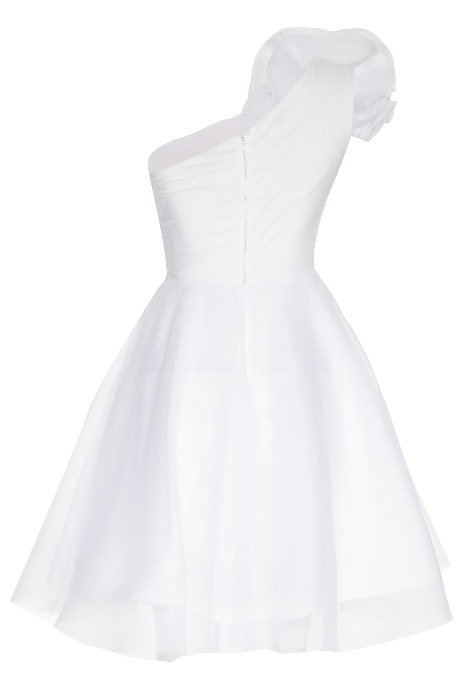 White Tulle One Arm Mini Dress
