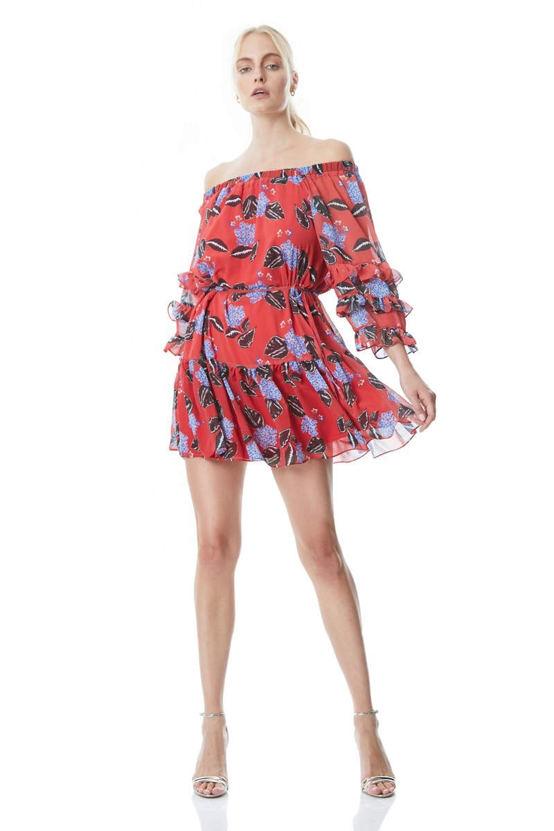 Red Sifon Long Sleeve Maxi Dress