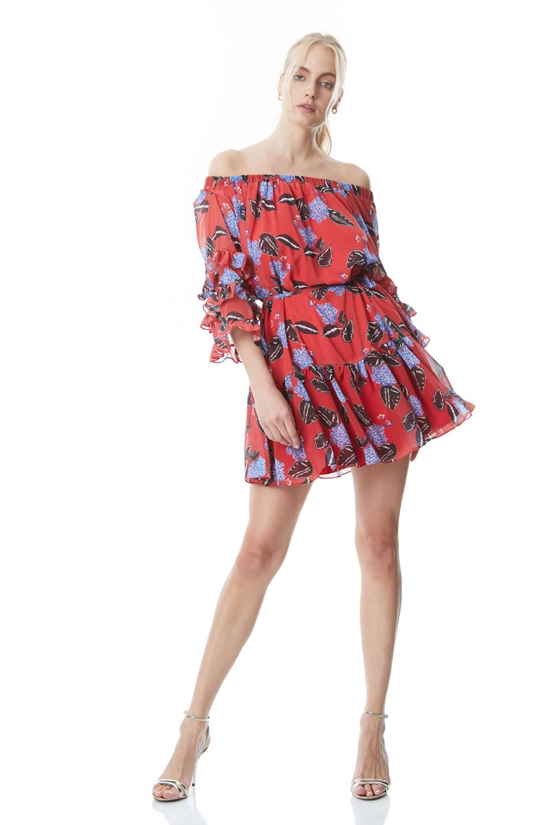 Red Sifon Long Sleeve Maxi Dress