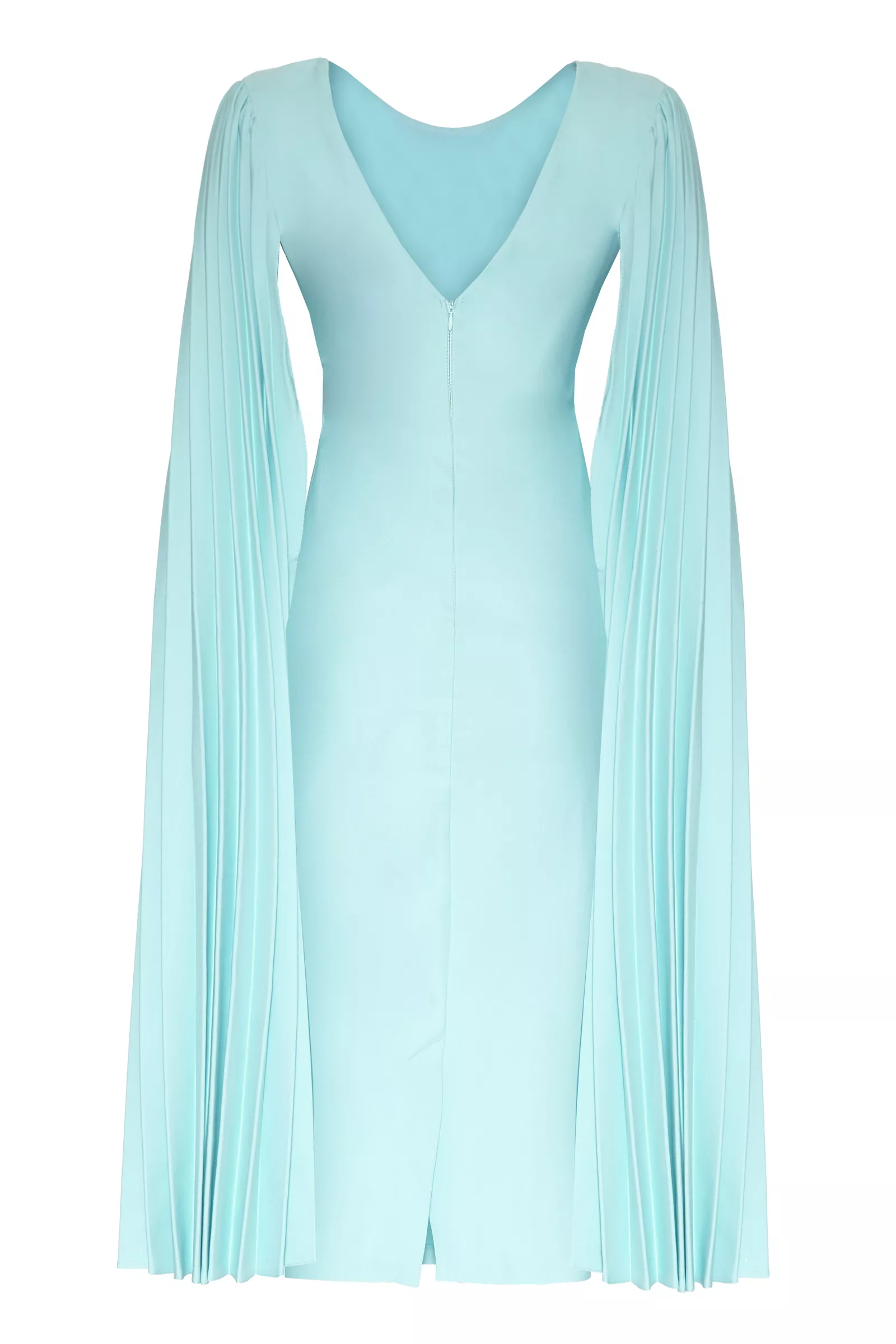 Mint Green Crepe Long Sleeve Midi Dress