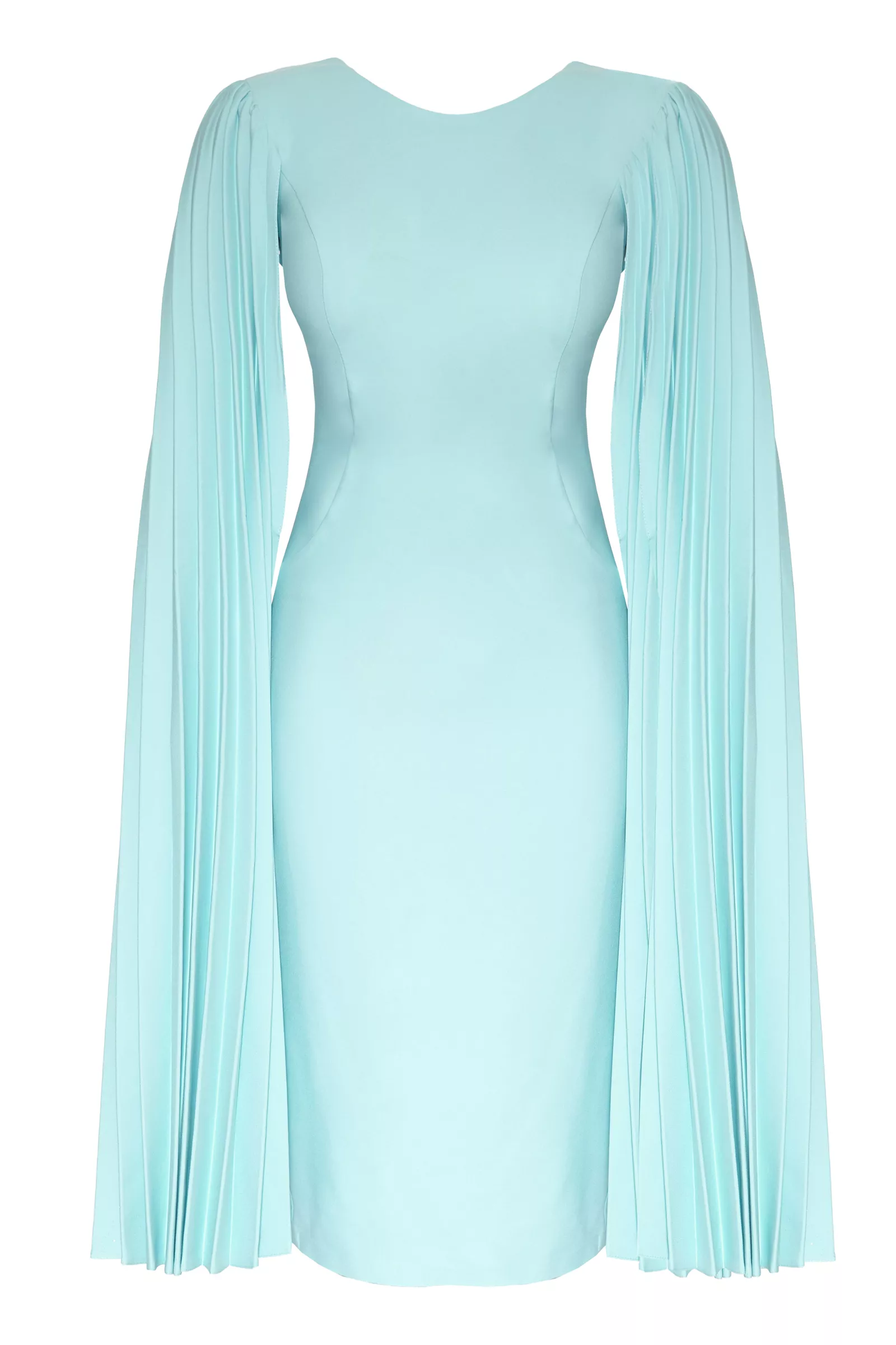 Mint Green Crepe Long Sleeve Midi Dress