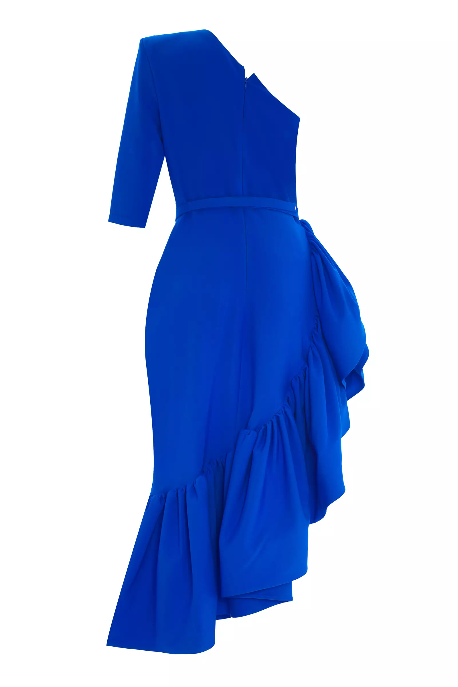 Blue Plus Size Crepe One Arm Maxi Dress