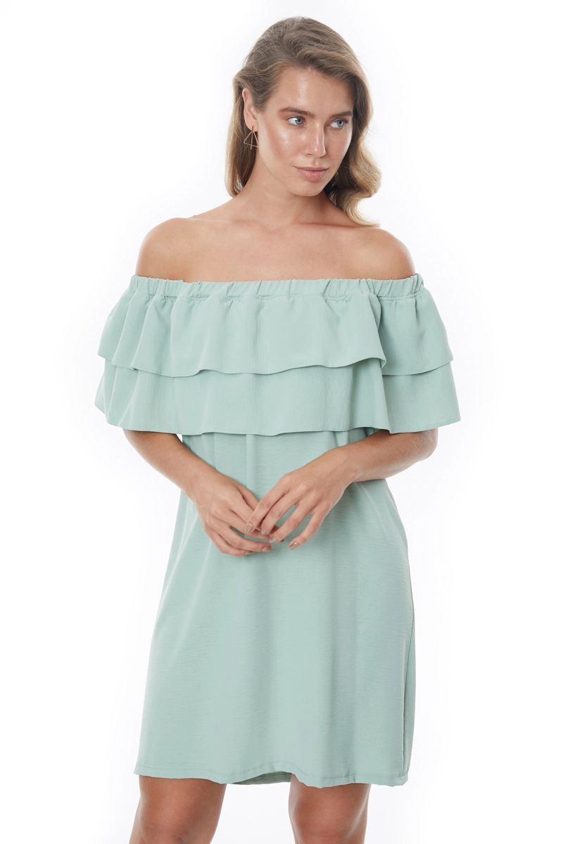 Mint Green Crepe Strapless Midi Dress