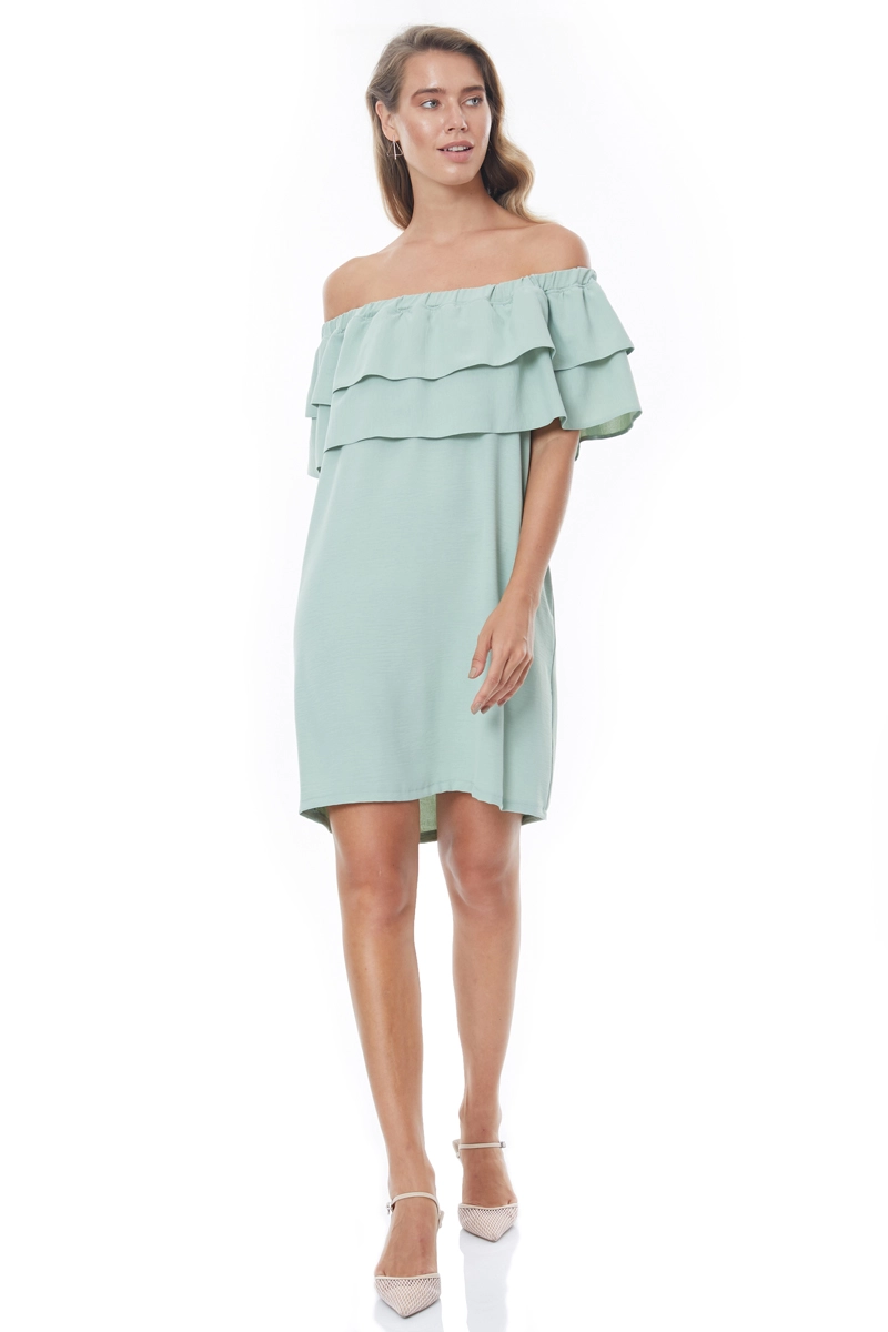 Mint Green Crepe Strapless Midi Dress
