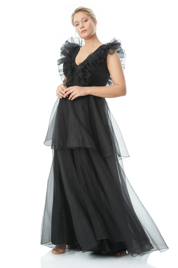 Black Plus Size Tulle Sleeveless Mini Dress